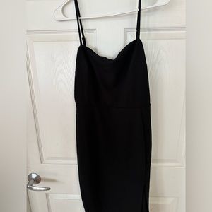 Express Black Midi Side Slit Dress